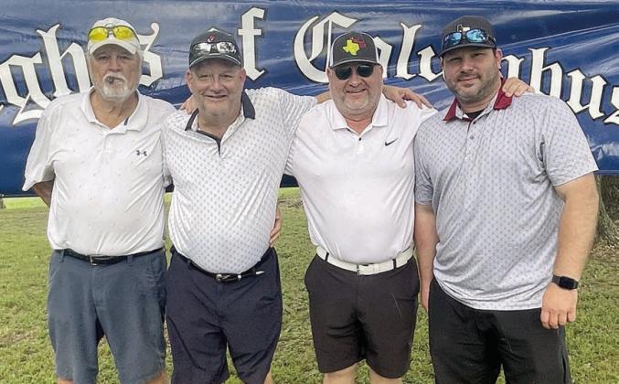 1ST FLIGHT: 2nd Place – 10 under par (62) From left: Mike Alexander, Jimmy Heger, Kenny Helmcamp, and Clayton Besetzny. Sticker Photo By Darrell Vyvjala