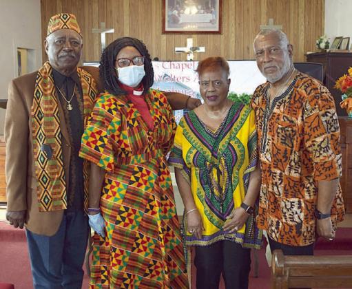 From left: Edward Glass, Rev. Dr. Pamela Sattiewhite (pastor), Mrs. Carolyn Glass and Clifford Glass