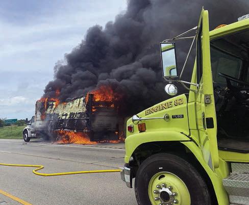 On Highway 290 eastbound, the Ledbetter and Carmine volunteer fire departments extinguished a fire in a Penske truck that was fully engulfed upon arrival. Photos Courtesy of Fayette County Sheriff's Office