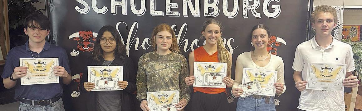 HIGH School Spotlight Students – (from left) Denim Sommer, Brandy Galvan, Katry Kobza, Jenna Guentert, Fay Kutac and Alton Herzik.