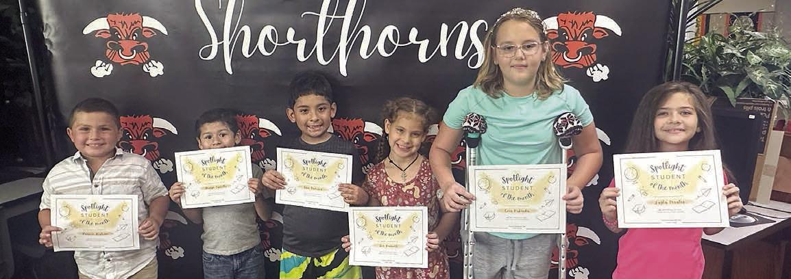 ELEMENTARY Spotlight Students – (from left) Karson Bigham, George Castillo, Eric Ramirez, Zoe Barnett, Ever Kubenka and Layla Perales.