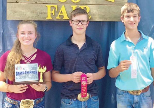 Recordbook/Interview Winners – In the Fayette County Fair commercial heifer show recordbook/interview contest, (from left) Regan Lux placed first, Gavin Kubala placed second and Grant Kubala placed third.