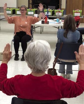 Stretching &amp; mobility exercises were led by instructor Beca Yepes.