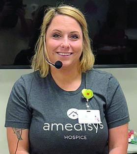 Payto n Steel ofAmedisys Home Healthcare is the latest bingo caller in Schulenburg.
