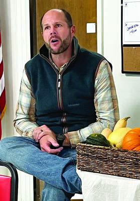 Lunch-and-learn on Nov. 13 was Dustin LaBat, owner/manager of Specklebelly Farms near Weimar.