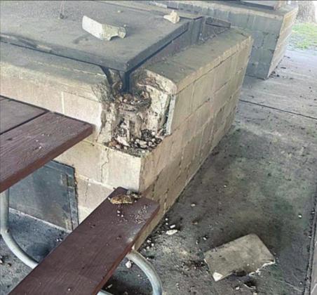 Juveniles damage BBQ pits at Wolters Park