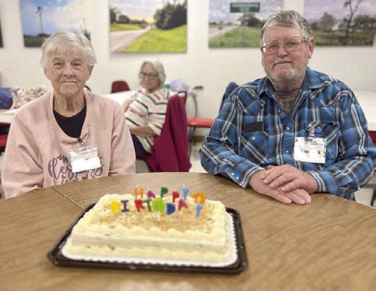Birth day Hono rees – Janell Heaton (left) and Clarence Ahlschlager (right) celebrated their January birthdays at Senior Connections.