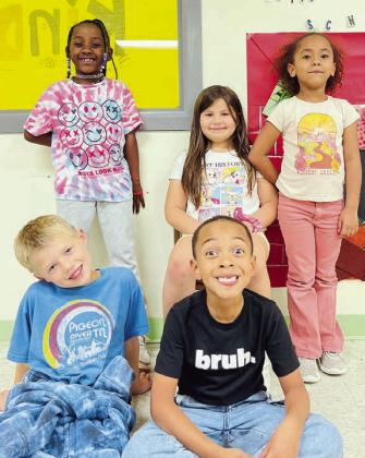 During last week’s arts and crafts program at the Schulenburg Unit of the Boys &amp;amp; Girls Club, members enjoyed making and decorating their own cornucopias. Shown are (front row, from left) Braxton Spradley, Adonis Thomas, (back row) Brynlee Goode, Savannah Villanueva and Kennedi Steward.