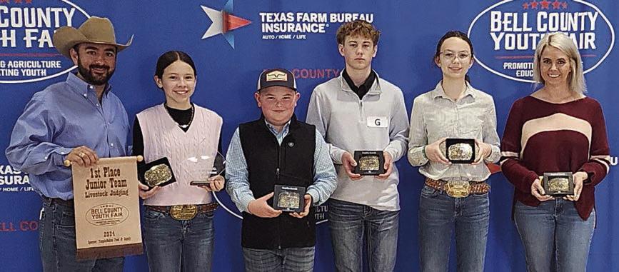 CHamPIOn JunIOR Team – (from left) coach JoJo Carrales, Alexis Berckenhoff, Abraham McBride, Kullen Kutac, Tatum Fritsch and coach Kaci Carrales. McBride is a member of the Schulenburg 4-H.