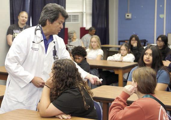 A program on health sciences was presented by Dr. Jorge Duchicela (foreground left), family medicine practitioner at Youens &amp;amp; Duchicela Clinic in Weimar, at Career Quest held at the Blinn-Schulenburg campus recently.