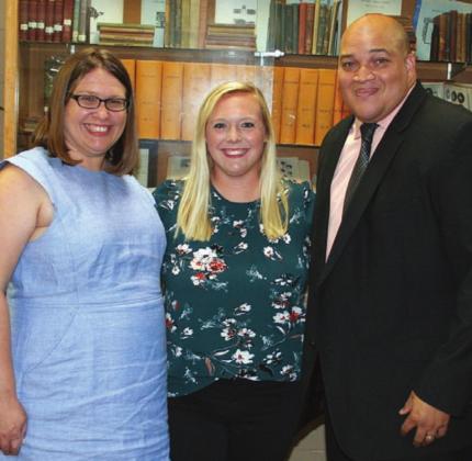 NEW ADMINISTRATORS – (from left) Rachel Robertson, special education director for the Fayette County Shared Service Arrangement; Kacy Divjak, assistant elementary principal; and Roque Thompson, high school principal. Sticker Photo By Darrell Vyvjala