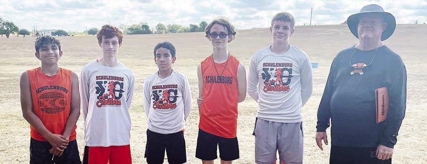 SHORTHORN JUNIOR VARSITY TEAM – (from left) Rilee Durfey, Colton Lewis, Johan Hernandez, Jonah Bartek, Bo Brossmann, and coach Richard Hoogendoorn. Sticker Photo By Darrell Vyvjala