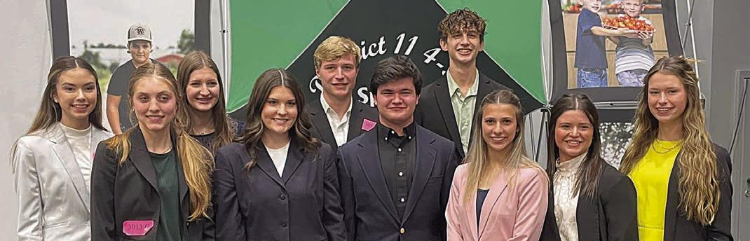 Consumer Decision Making competitors from Fayette County in the senior division included (front row, from left) Eva Shaw, Madeline Willrich, Logan Poncik, Addison Faske, Mackenzie Poncik, Harper Mau, (back row) Tori Newton, Elena Supak, Austin Nedbalek and Aidan Miksch. Miksch is a member of the Schulenburg 4-H Club.