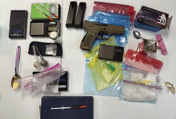 Over 200 grams of methamphetamine and a handgun were confiscated when two search warrants were executed in La Grange.