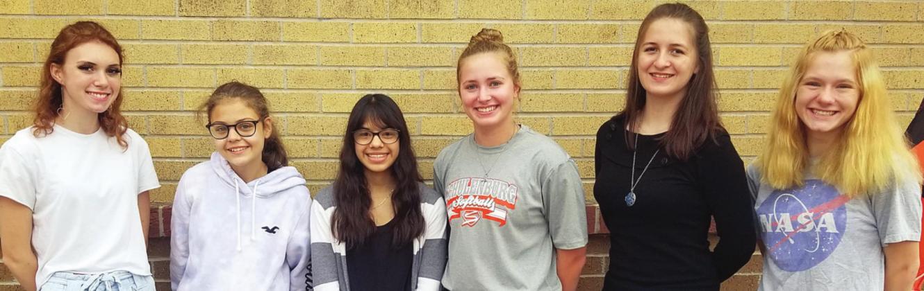 JOURNALISM – (from left) Olivia Cernosek, Emily Pesl, (6th Place in Editorial Writing), Ana Avila, Regan Lux (5th Place in News Writing), Liberty Killion, and Brysen Brown (2nd Place in Feature Writing, 3rd Place in Headline Writing, &amp; Regional Qualifier).