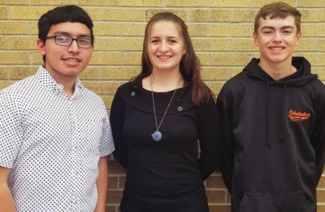 LITERARY CRITICISM – (from left) Rosendo Gonzalez, Liberty Killion (1st Place &amp; Regional Qualifier), and Kaz McBride (6th Place).