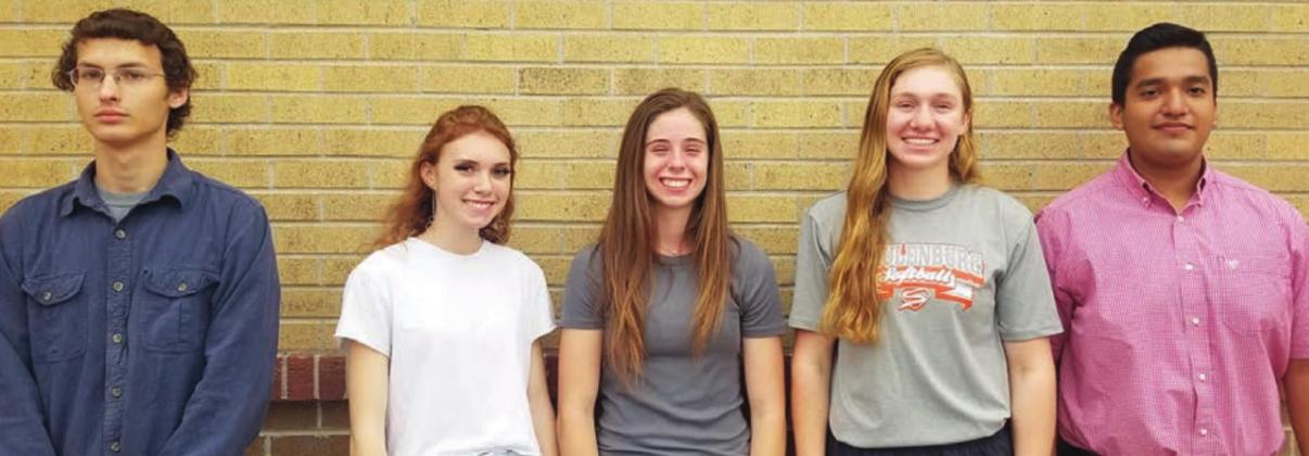 MATHEMATICS – (from left) Dustin Pesl, Olivia Cernosek, Claire Antosh (5th Place), Erica Otto (6th Place), and Luis Lopez.