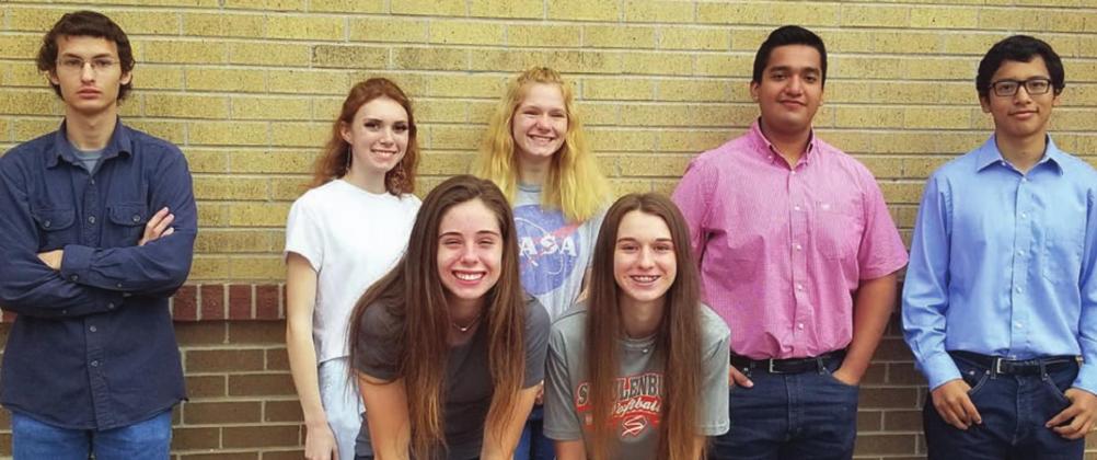 SCIENCE – (front, from left) Claire Antosh and Jordan Sommer; (back, from left) Dustin Pesl, Olivia Cernosek, Brysen Brown, Luis Lopez, and Nicolas Lopez.