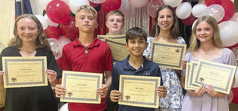 Top 7th Grade Students – (from left) Caroline Bartek, Weston Hollas, Bo Brossmann, Rilee Durfey, Courtney Magliolo and Mallory Bonner.