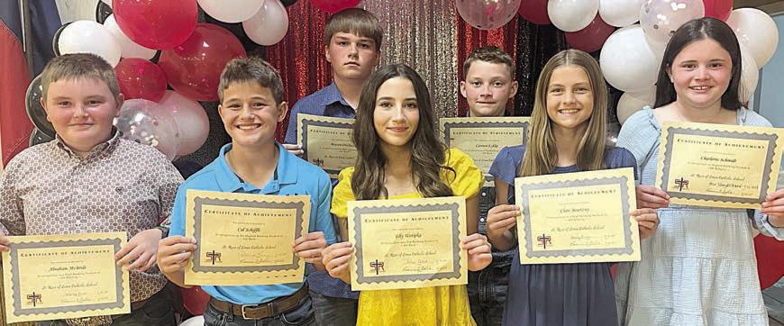 Top 6th Grade Students – (from left) Abraham McBride, Cal Schiffli, Bryson Ohnheiser, Elly Wotipka, Cannon Lykke, Clare Besetzny and Charlotte Schmidt.
