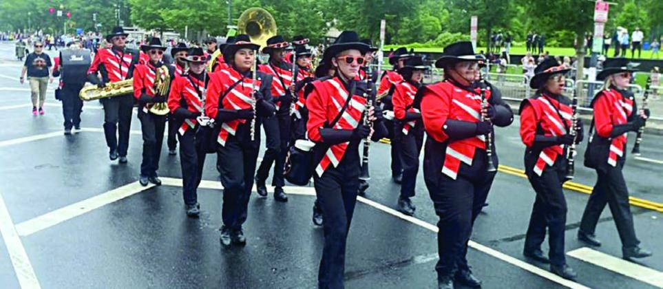 The Schulenburg ISD band marches along Constitution Avenue in Washinfton, D.C. during the annual Memorial Day Parade on Monday, May 29 as an “Official Representative of Texas.”