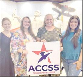 $30,000 gra nt pr esented – On hand as the Stanzel Family Foundation Inc. gave a $30,000 grant to the ACCSS program were (from left) Cheryl Hudec Pekar, Stanzel Family Foundation executive director; Sarah Lachelle Nickel, ACCSS student success coach; Susie Shank, ACCSS director; and Melanie Ramirez, Stanzel Family Foundation program director.
