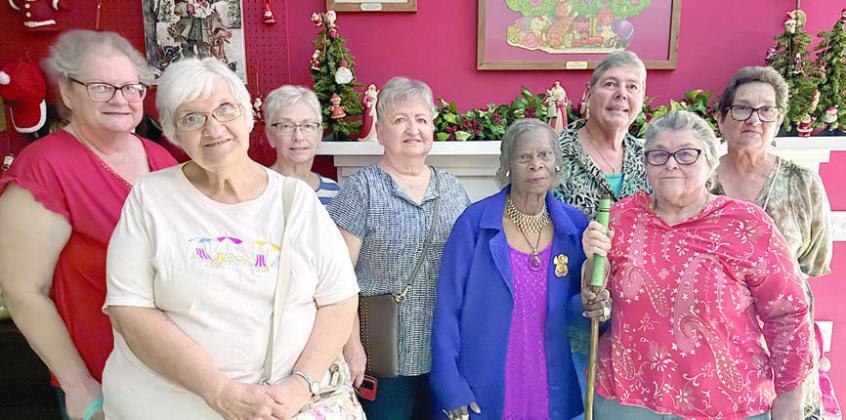 Enjoying a to ur at the Santa Claus Museum in Columbus recently followed by wonderful lunch at Dewberry Café were (from left) Kathy Besetzny, Cynthia Meyer, Peggy Hiatt, Marilyn Mares, Gloria Cook, Shirley Machicek, Carolyn Moore and Stephanie Shroyer.