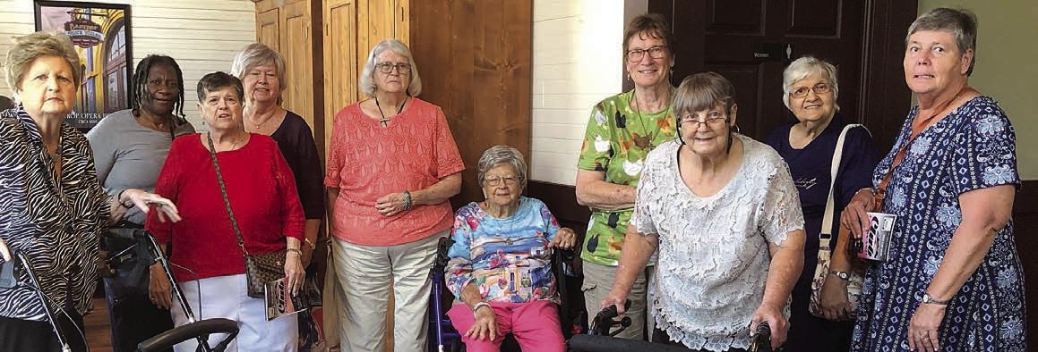 For the June outing, members visited Bastrop Opera House to enjoy the comedy “Moon Over Buffalo,” followed by dinner at Paw Paws Catfish Parlor. Shown are (from left) Judy Klesel, Darlene Williams, Julie Hill, Bonnie Baker, Chery Wilson, Irene Janda, Berni Gillings, JoNell Vacek, Cynthia Meyer and Shirley Machicek.