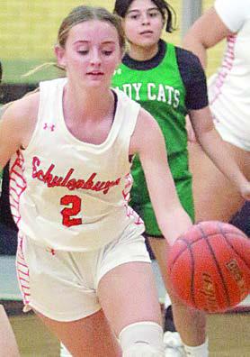 Miranda Bonner heads upcourt after a steal in the third quarter. Sticker Photo By Darrell Vyvjala