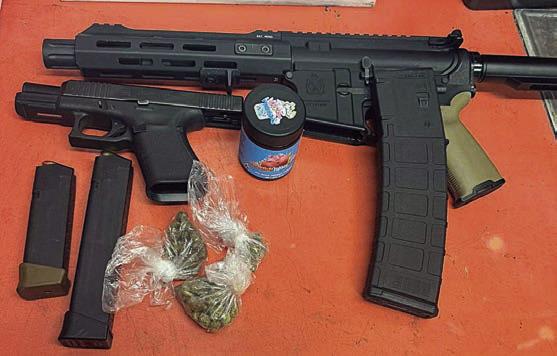 Shown above are the drugs and weapons found by SPD officers following a traffic stop on I-10 this past Saturday.