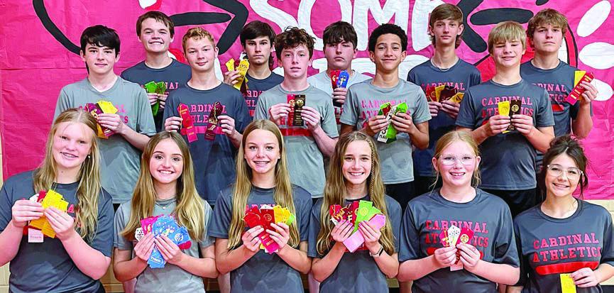 Grades 7-8 track participants were (front row, from left) Ava Bubela, Miranda Bonner, Layne Besetzny, Jenna Guentert, Ashtyn Schaefer, Lilly Wotipka, (middle row) Denim Sommer, Caden Herzik, Charlie Shank, Denver Carr, Wyatt Matura, (back row) Brock Seger, Brant Redman, Ian Reeves, Connor Lichnovsky and Mason Kunschick.