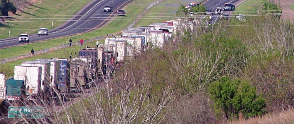 A photo from the April 1 issue of Interstate 10 when it was shut down in both directions because of a standoff with the driver of a vehicle and law enforcement. A chase of some 100 miles from Houston ended west of Schulenburg and, after nearly three hours, the driver shot himself. Sticker File Photo