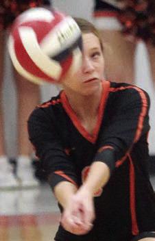 Michaela Kollmann in set two. Sticker Photo By Darrell Vyvjala