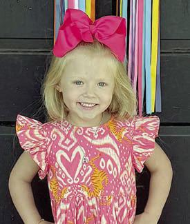 Little Miss Contestant Adley Jaster, daughter of Matt and Jamie Jaster and Anna Loehr, a kindergarten student at La Grange Elementary