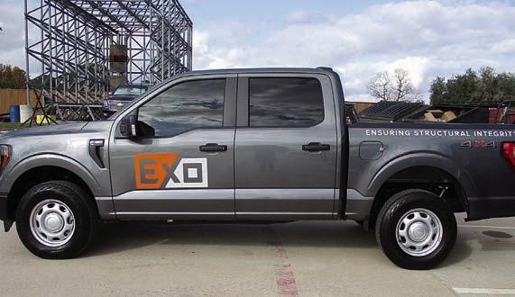 EXO's team, consisting of one to two 2-man crews, will travel in gray Ford F-150 pickups marked with the EXO and Fayette Electric Cooperative logos.