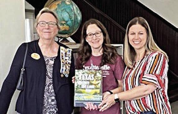 FAYETTEVILLE ISD presentation – (from left) Kim Joost, librarian, Smith-McMillan Chapter, NSDAR; Jamie Warren, Fayetteville ISD library; and Brynn Lopez, principal, Fayetteville ISD.
