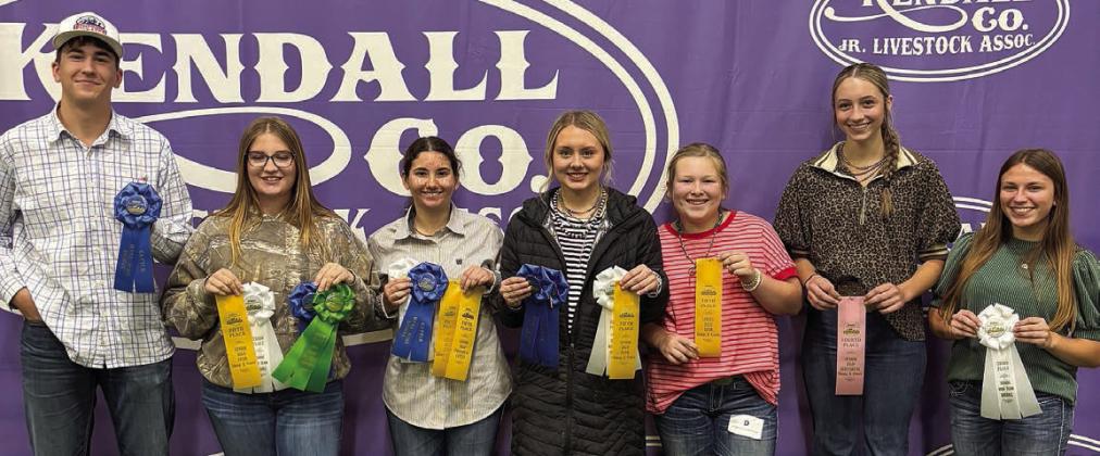 Schulenburg FFA members participating in the Kendall County livestock judging contest were (from left) Koi Prihoda, Kyrroll Prihoda, Ava Slaton, Keeley Warnken, Olivia Otto, Kimber Bartosch and Ellie Hammack.