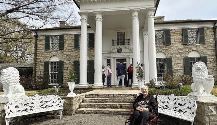 Cynthia Meyer (foreground), precious member and an avid Elvis fan, recently had the adventure of her life. Tory Farley, program director for Arts for Rural Texas, took her to Graceland to fulfill a dream of hers! Everyone can’t wait to see all the pictures.