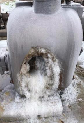 An exploded pump.