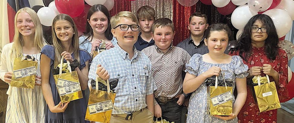 6th Grade – (front row, from left) Patrick Taylor, Brynlee Berger, (back row) Brynn Bubela, Clare Besetzny, Charlotte Schmidt, Austin Reeves, Abraham McBride, Cannon Lykke and Alexia Estrada.