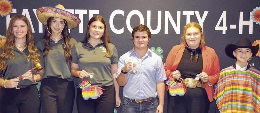 2024-25 FAYETTE County 4-H Council Officers – (from left) Harper Mau, president; Tori Newton, vice  president; Madeline Willrich, secretary; Logan Poncik, treasurer; Rheagan Karisch, reporter; and Crockett Guenther, parliamentarian.