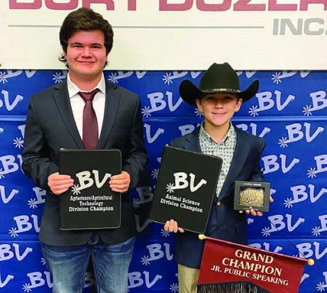 Guenther, Poncik win in public speaking Crockett Guenther (right), a Schulenburg 4-H member, and Logan Poncik (left), a Fayetteville 4-H member, recently competed in the Brazos Valley Fair &amp;amp; Rodeo Public Speaking Contest. In the junior division, Guenther was the overall grand champion public speaking contestant. Poncik competed in the senior division and won champion in the agriscience/agricultural technology category.