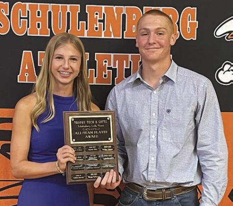 ALL-TEAM – (from left) Clara Magliolo and Owen Brenek, Trophy Tech All Team Players. Sticker Photo By Darrell Vyvjala