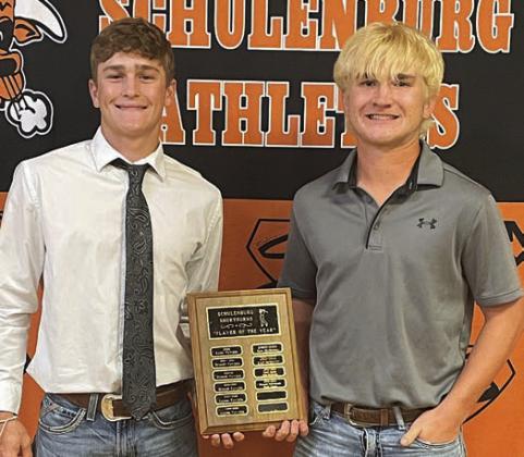 GOLF – (from left) Reid Janda and Brycen Schramek, Boys’ Golf Players of the Year. Sticker Photo By Darrell Vyvjala