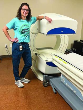 ThenewNuclearMedicineGammaCamera at St. Mark’s, with Ashley Havel, RT(R)(N)CNMT(CT), director, imaging services, CVIC, PACs administrator.