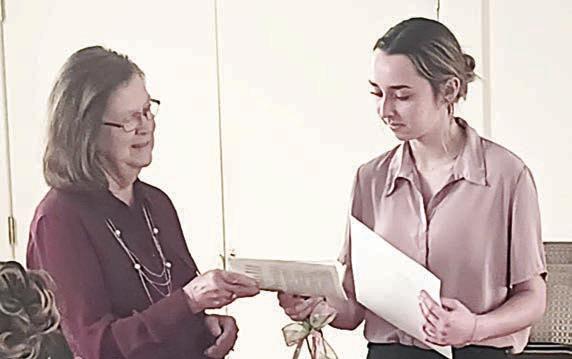 Introducing the Garden Club scholarship winner Presley Sommer (right) was member Shirley Winkelman (left).