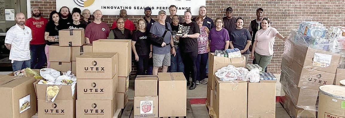 The employees of Utex in Weimar conducted a food drive competition between departments for the benefit of the Schulenburg Area Food Pantry. The Preform Department (pictured) was the winner. A total of 5,740 pounds of nonperishable food was delivered to the SAFP.