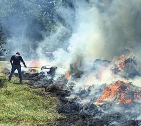 SVFD battles hay bale fire Sunday