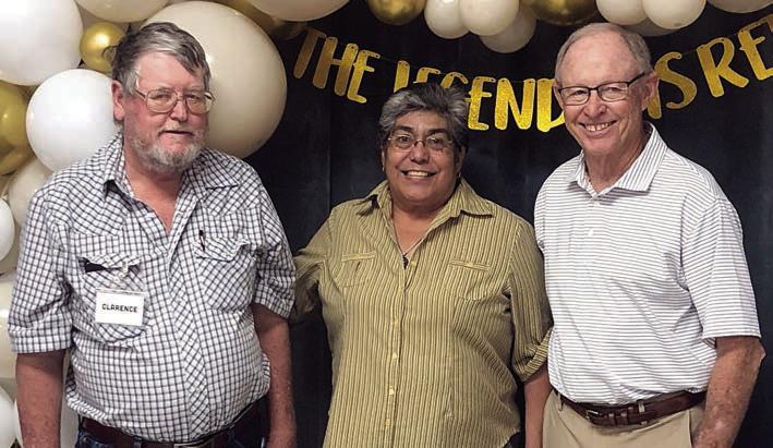 Senior Connections board members Clarence Ahlschlager (left) and Bob Stanzel (right) are shown with Cindy Villarreal (center).
