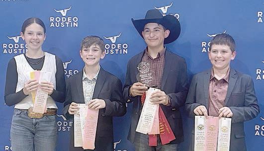 4th Place Junior Team – (from left) Alexis Berckenhoff, Crockett Guenther, Dylan Zweschper and Hudson Holub. Crockett Guenther, Dylan Zweschper and Hudson Holub are members of the Schulenburg 4-H.